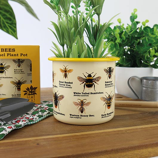 bee plant pot Bee Enamel Plant Pot